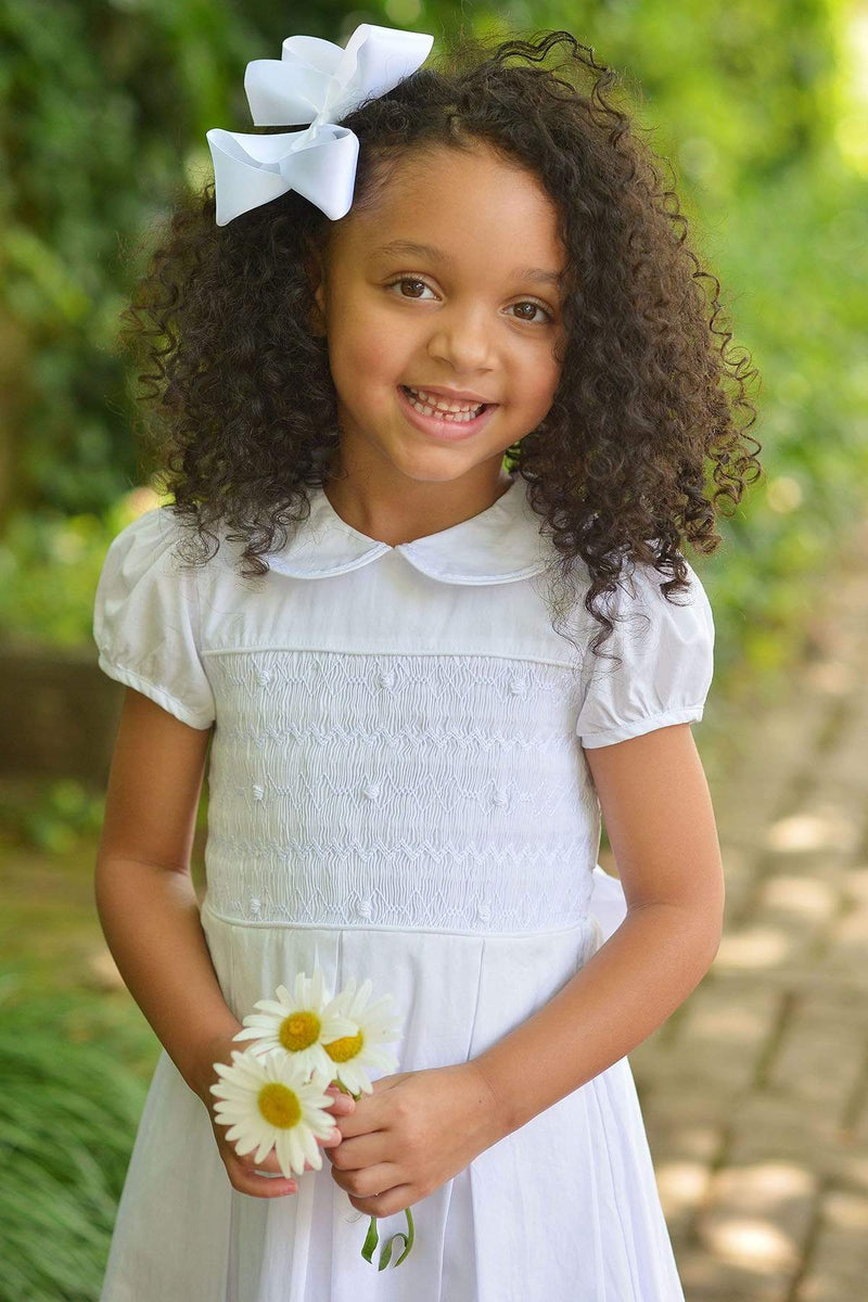 Toddler Flower Girl Dress Vintage Smocked Dresses Heirloom White