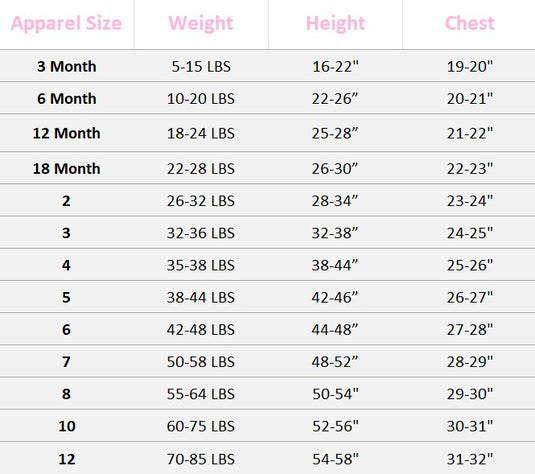 SIZE CHART