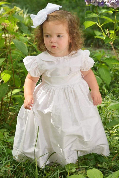 White Silk Flower Girl Dress with Sash Classic Wedding Dress Flower ...