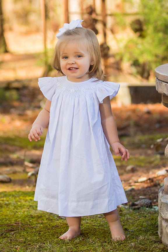 Little Girls White Lace Scalloped Edge Special Occasion Dress – cuteheads