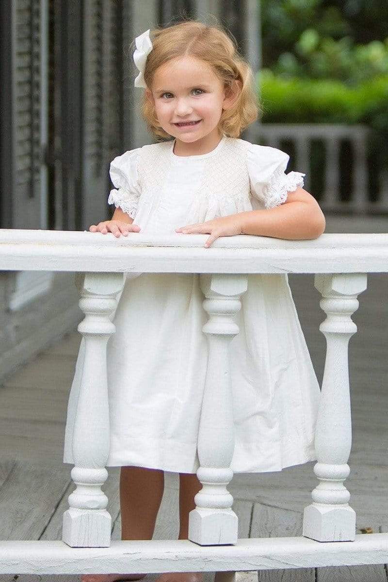Daisy white flower dress for toddler girls dresses, birthday portrait,  baptism, bishop – Strasburg Children