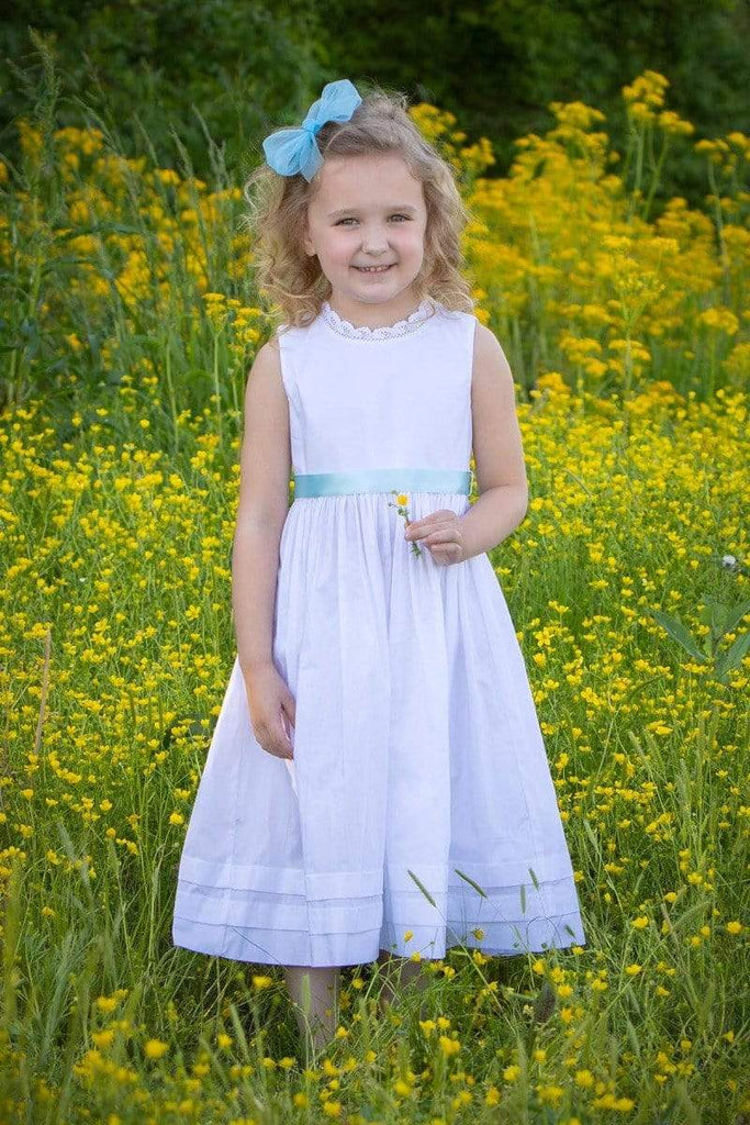 Daisy white flower dress for toddler girls dresses, birthday portrait,  baptism, bishop – Strasburg Children