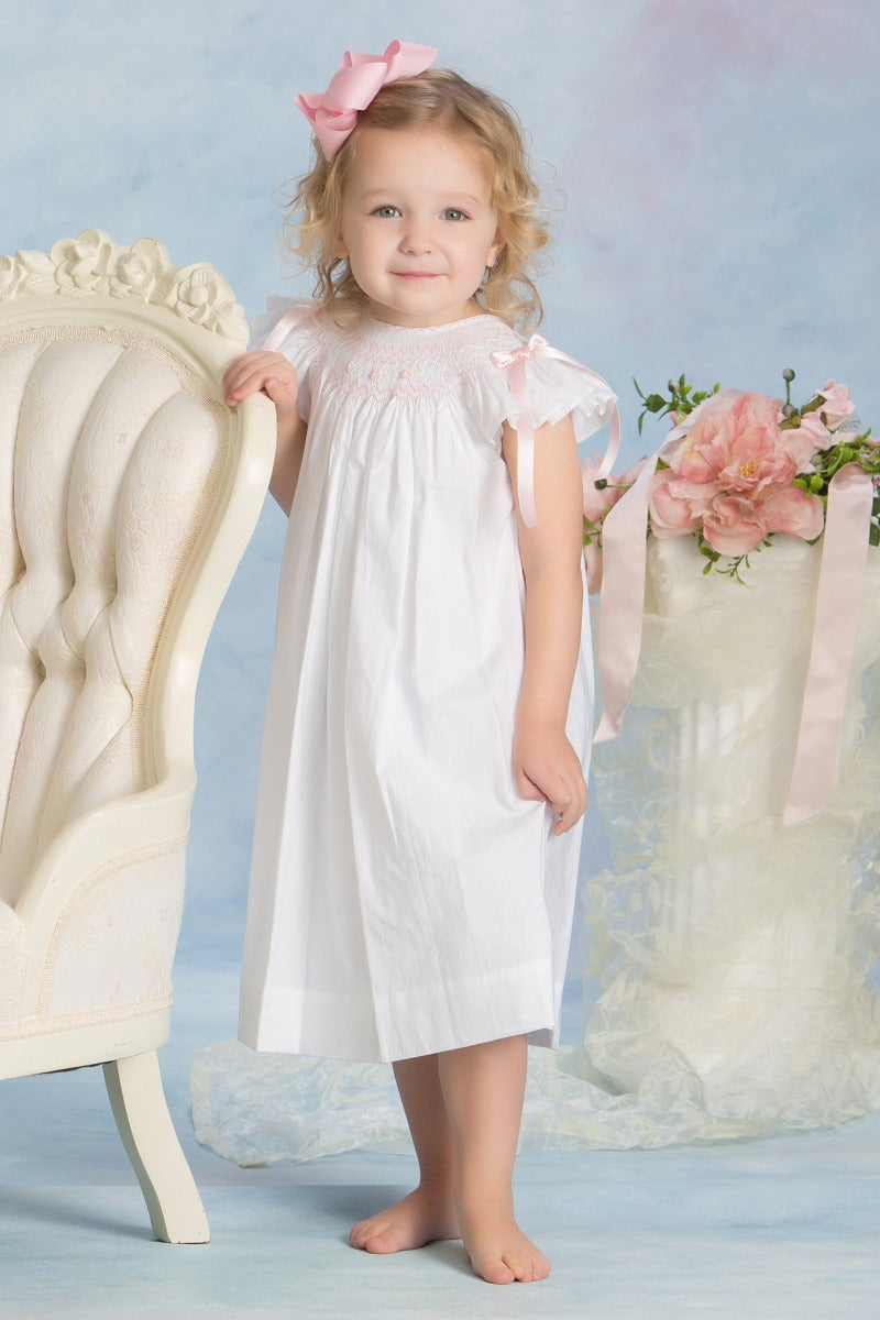 Smocked Bishop Dress Toddler to baby Dresses Blue Heirloom Pink
