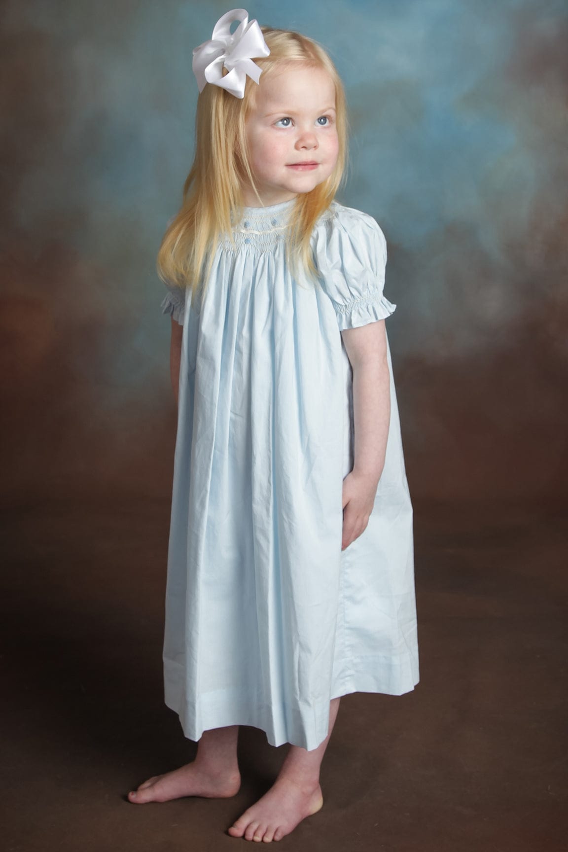 Smocked Bishop Dress Toddler to baby Dresses Blue Heirloom Pink