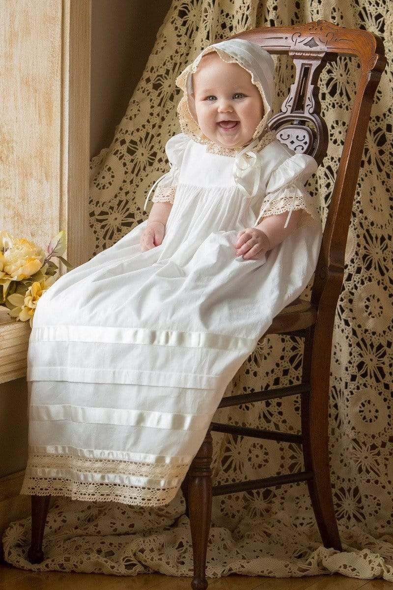 Heirloom Christening Gown for Girl, Vintage Lace Baptism Dress Baby –  Strasburg Children