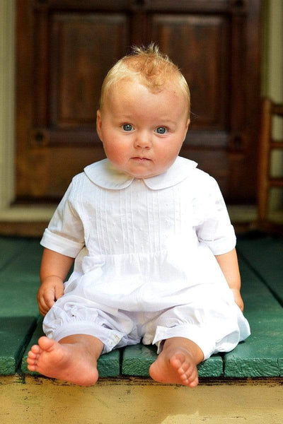 Baby boy 2025 white christening romper